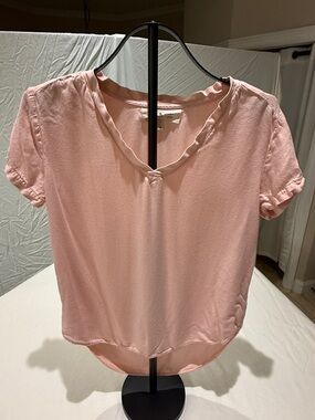 cloth & stone Soft Pink V-Neck Short Sleeve Blouse